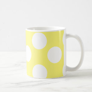 De Café Grande caneca amarela e branca das bolinhas