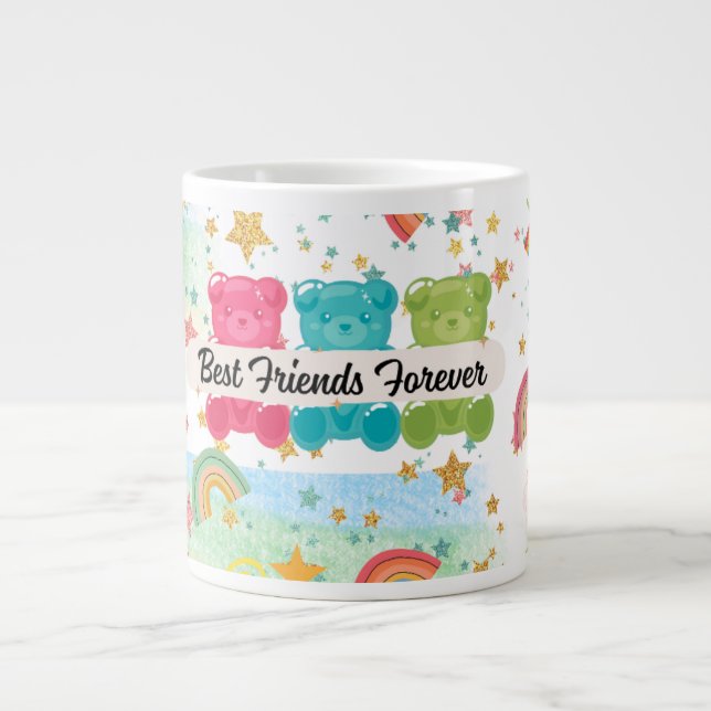 De Café Grande Caneca arco-íris melhores amigos (Frente)
