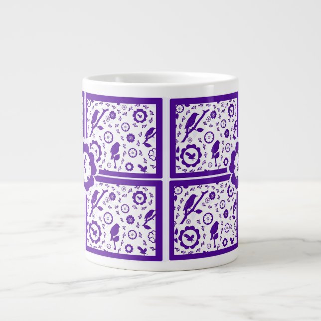 De Café Grande caneca azul e branca (Frente)