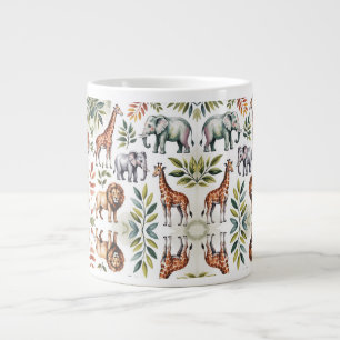 De Café Grande Caneca branca com um vibrante animal da selva