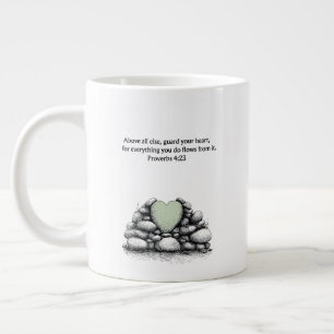 De Café Grande Caneca com Versículo da Bíblia Provérbios 4:23 Pre