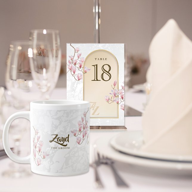 De Café Grande Caneca Croom Personalizada – Casamento Floral Magn (Criador carregado)