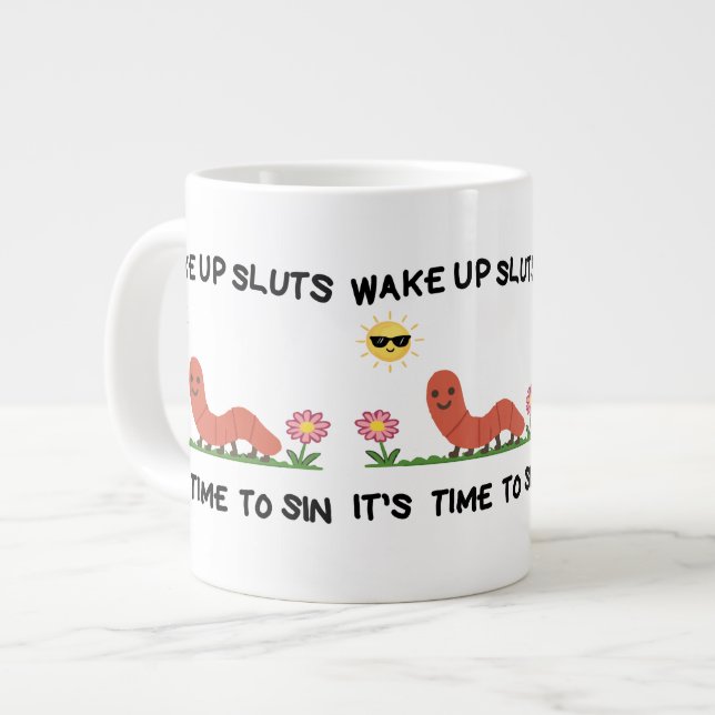 De Café Grande Caneca da Lagarta Fofa | acorde *lindas* (Frente Esquerda)
