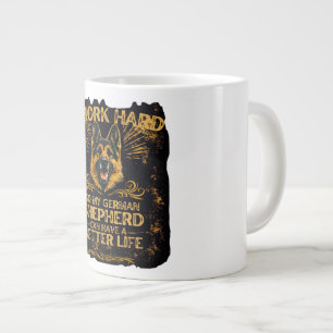 De Café Grande Caneca engraçada GSD Eu Trabalho Duro Para Uma Vid