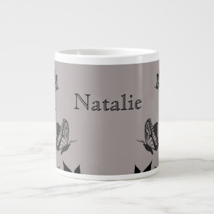 De Café Grande Caneca enorme floral da borboleta do ébano