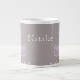 De Café Grande Caneca enorme floral da borboleta do Lilac