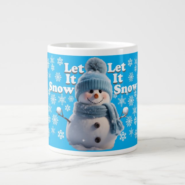 De Café Grande Caneca Especial Let It Snow Fun Snowman Azul (Frente)