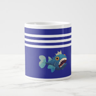 De Café Grande Caneca Especialidade Peixe Piranha Azul Listra Mar