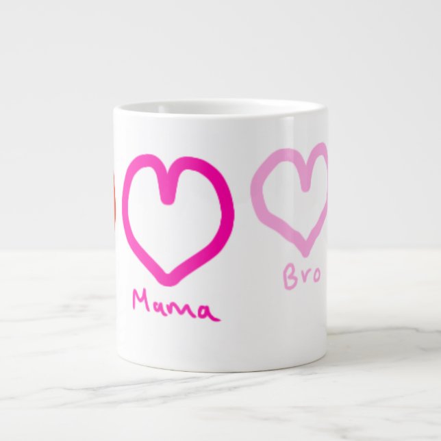 De Café Grande Caneca Family Hearts (Frente)