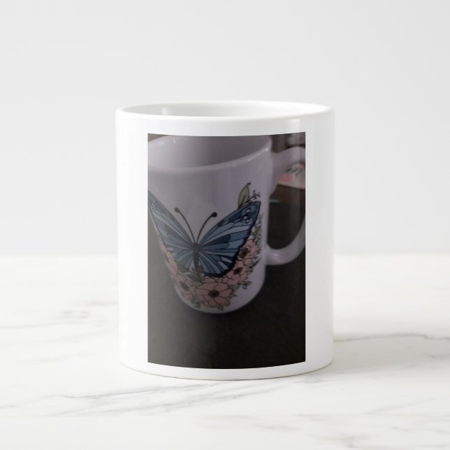 De Café Grande caneca floral borboleta (Frente)