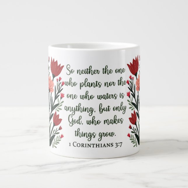 De Café Grande Caneca Floral Cristã (Frente)