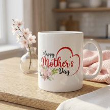 Caneca Floral Heart Feliz Dia das Mães