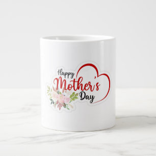 De Café Grande Caneca Floral Heart Feliz Dia das Mães