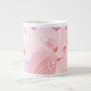 De Café Grande Caneca Floral Rosa