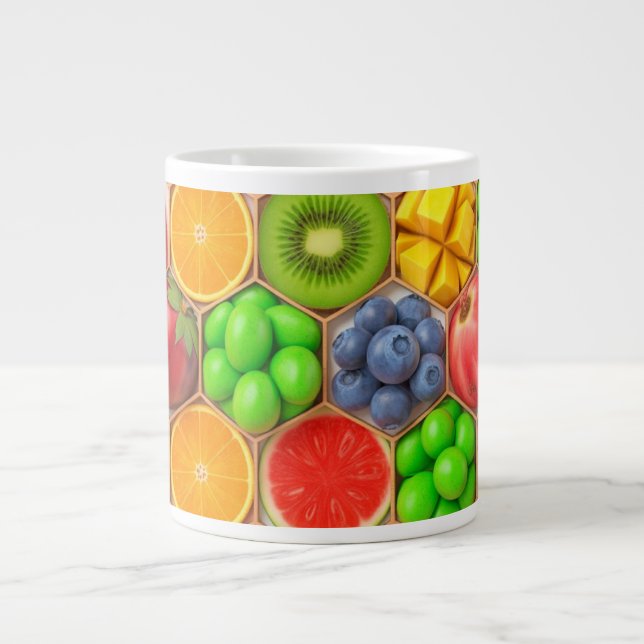 De Café Grande Caneca frutífera (Frente)