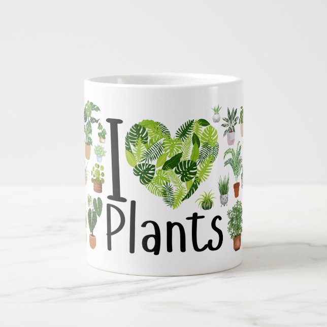 De Café Grande Caneca Gigante Eu Amo Plantas (Frente)