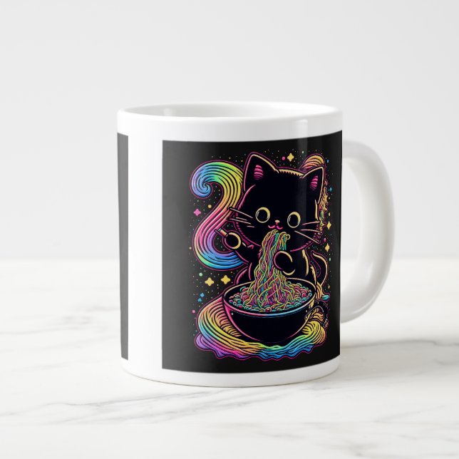 De Café Grande Caneca Gigante Gato Ramen (Frente Esquerda)