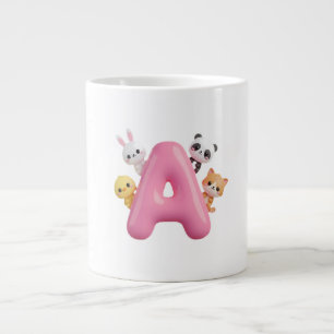 De Café Grande Caneca Gigante Letra A Balão Rosa 3D