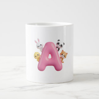 De Café Grande Caneca Gigante Letra A Balão Rosa 3D