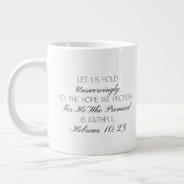 De Café Grande Caneca Hebreus 10:23 Versículo da Bíblia da Espera (Esquerda)