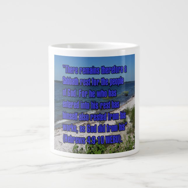 De Café Grande Caneca Hebreus 4:9-10 WEBU (Frente)