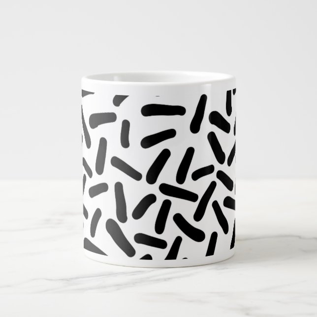 De Café Grande Caneca Jumbo com Padrão Abstrato Preto e Branco Mo (Frente)