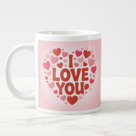 De Café Grande Caneca Jumbo Corações Rosa Eu Te Amo