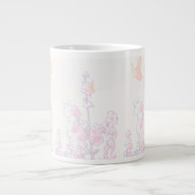 Caneca Jumbo Floral Borboleta em Pastel Macio