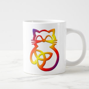 De Café Grande Caneca Jumbo Gato Celta Nó da Trindade Arco-íris