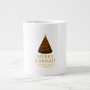 De Café Grande Caneca Jumbo Natal Brilho Dourado Alegre e Radiant