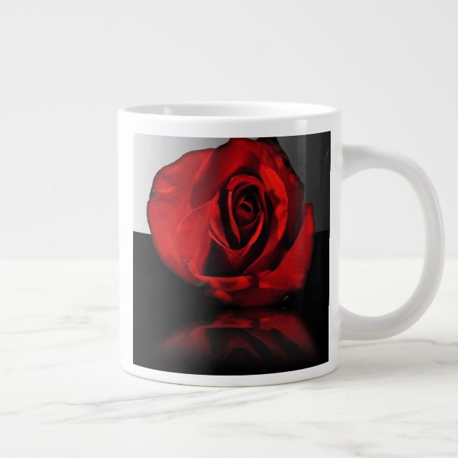 De Café Grande Caneca Jumbo Reflexo da Rosa Vermelha (Direita)