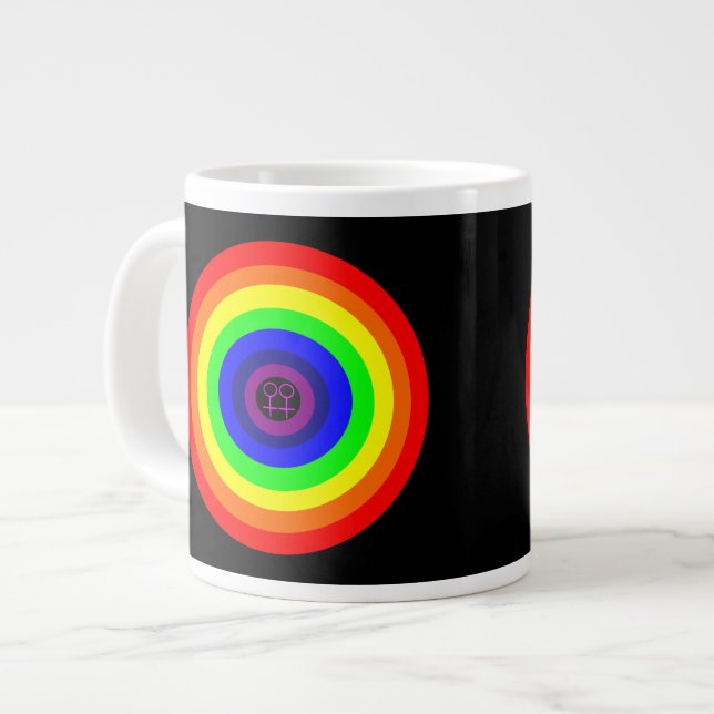 De Café Grande Caneca Lesbicas Círculo Arco-íris (Frente Esquerda)