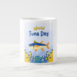 De Café Grande Caneca logotipo dia mundial do atum 