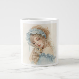 De Café Grande Caneca Menina Fofa Abraçando Coelho