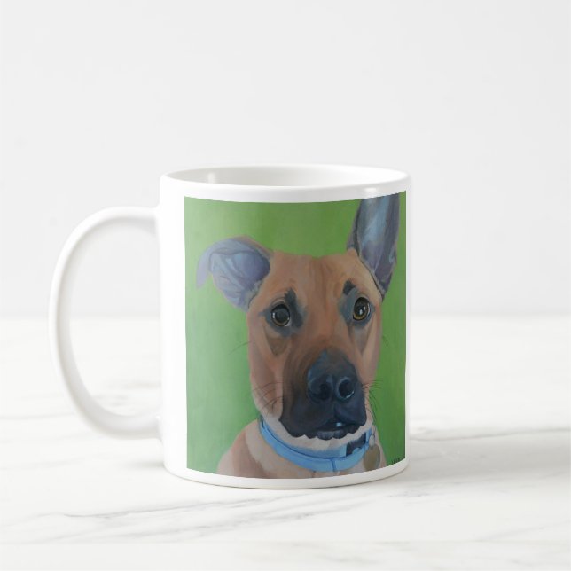 De Café Grande caneca misturada do retrato do cão da raça (Esquerda)