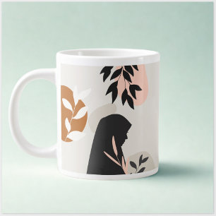 De Café Grande Caneca Monograma Menina Hijab   Boho Terracota e B