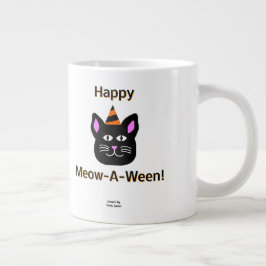 De Café Grande Caneca Negra-Miau-A-Ween