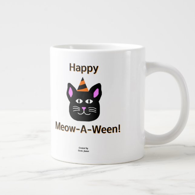 De Café Grande Caneca Negra-Miau-A-Ween (Direita)
