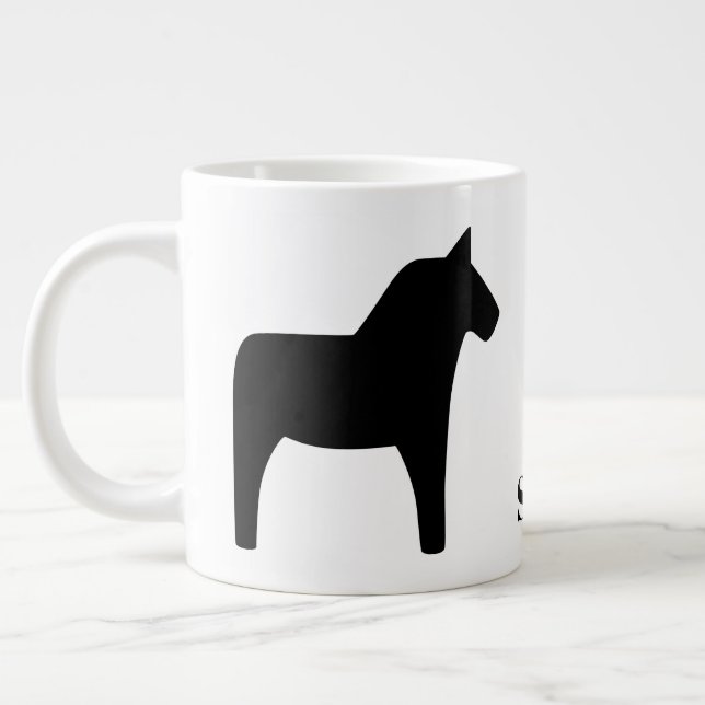 De Café Grande Caneca Negra-Negra-Dala Horse (Esquerda)