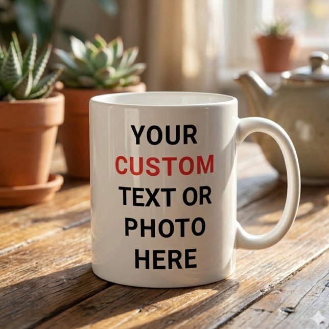 De Café Grande Caneca Personalizada | Adicione Texto, Foto, Logot (Criador carregado)