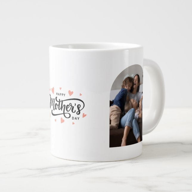 De Café Grande Caneca personalizada do Dia das Mães com Foto (Frente Esquerda)