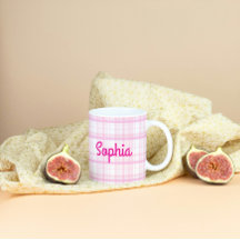 Caneca Personalizada Xadrez Rosa Nome