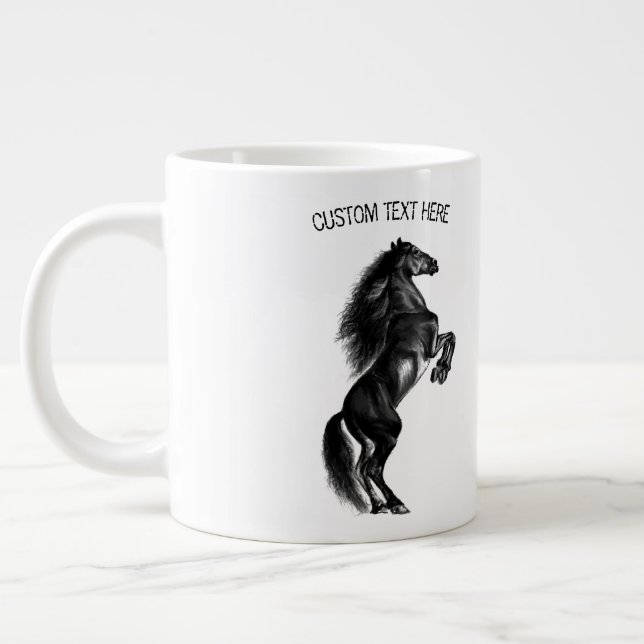 De Café Grande Caneca Preta Selvagem, Direita, com Texto Personal (Esquerda)
