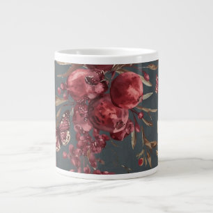 De Café Grande Caneca Romã & Azeitona   Impressão Botânica Vermel