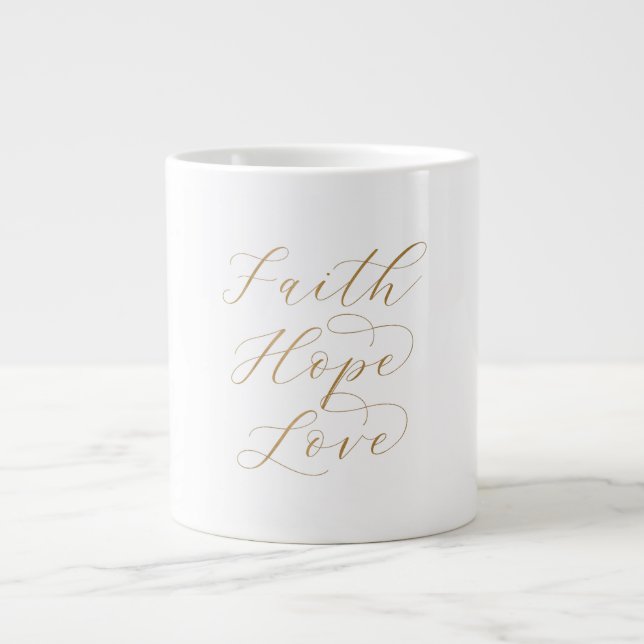 De Café Grande Caneca temática Fé Esperança Amor (Frente)