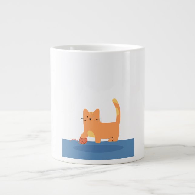 De Café Grande Caneca temática gato brinca (Frente)