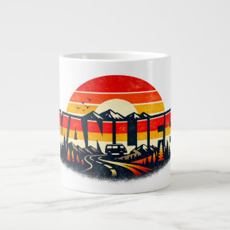 De Café Grande Caneca Vanlife Pôr do Sol Montanha Retrô