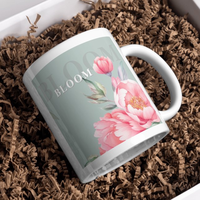 De Café Grande Casamento & Eid | Caneca Jumbo Rosa Peônia e Verde (Criador carregado)