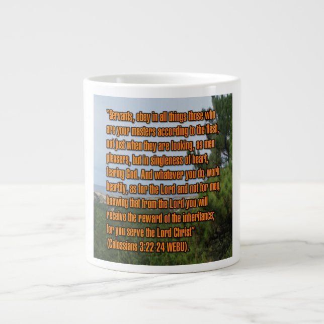 De Café Grande Colossians 3:22-24 WEBU Caneca (Frente)