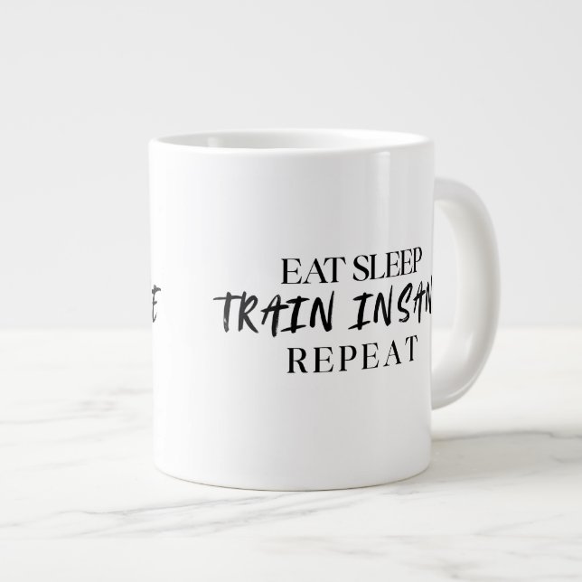 De Café Grande Coma Durma TREINE INSANO Repita | Caneca Especial  (Frente Esquerda)